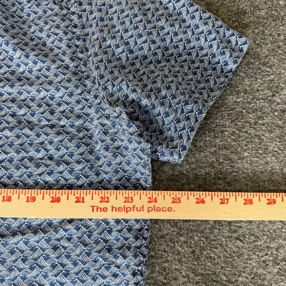 UNTUCKIT Linen Shirt Mens XL Blue Geometric Slim Short Sleeve Button Up Casual - Picture 5 of 7